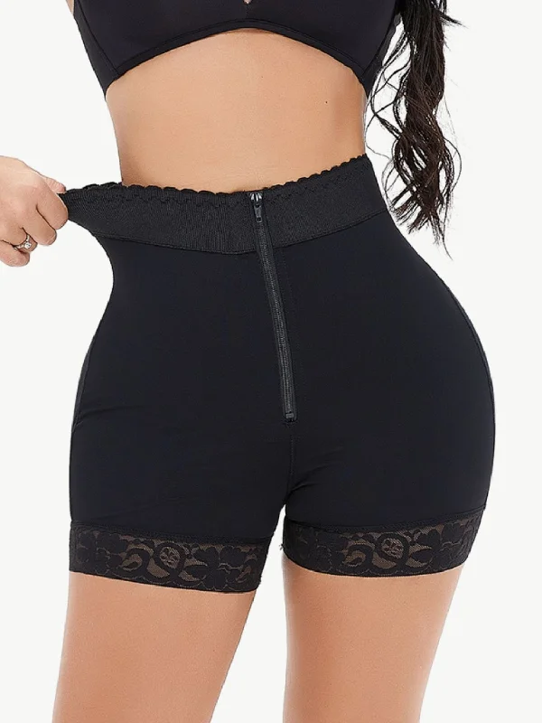 Lace Trim Shaping Shorts: Zip-Up Sexy Support