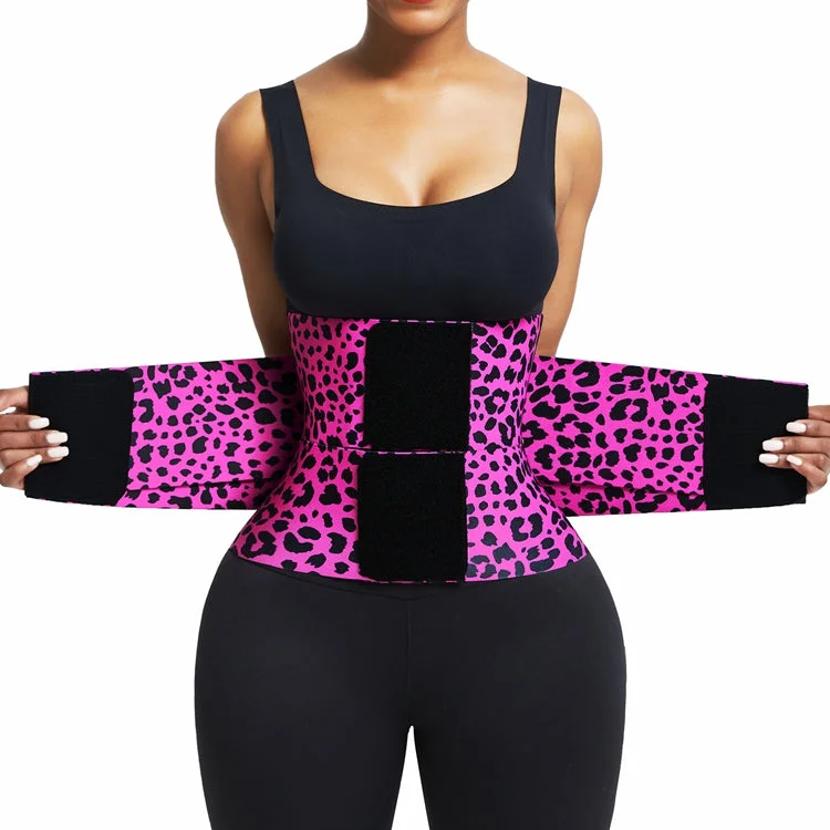 Leopard Print High Compression Elasticity Waist Trimmer Belt Women Fitness Back Support Slimming Belt