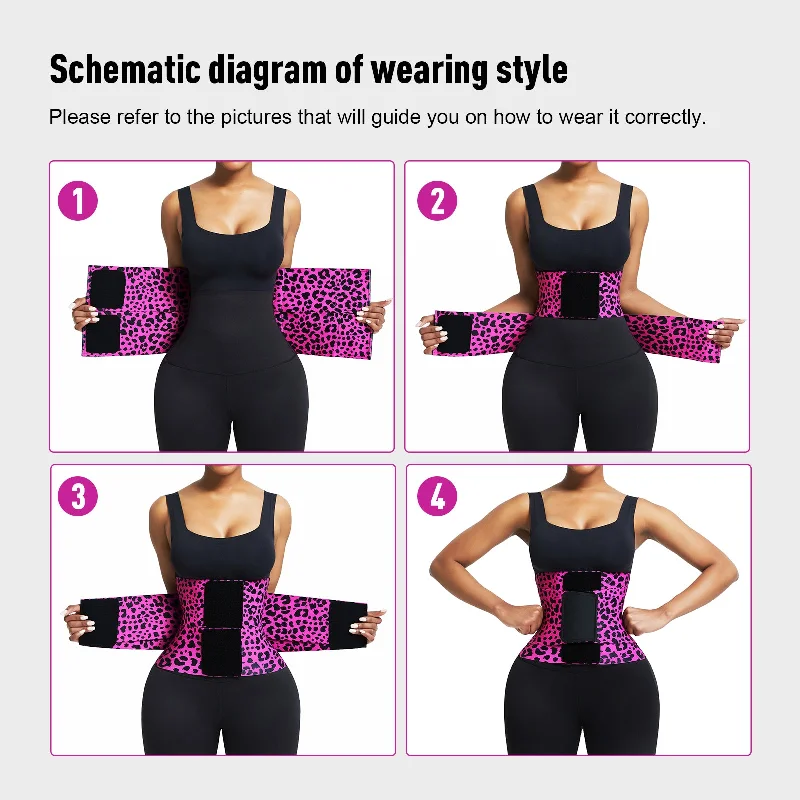 Leopard Print High Compression Elasticity Waist Trimmer Belt Women Fitness Back Support Slimming Belt