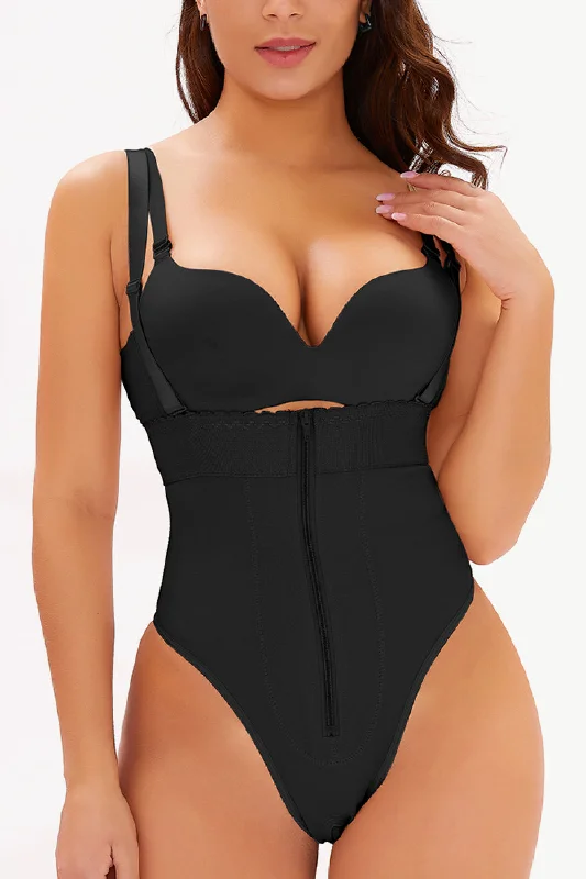 Modern Zip-Up Bodysuit: Adjustable Straps, Stylish Comfort