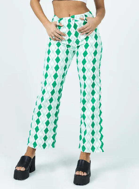 Argyle Straight Leg Print Pant