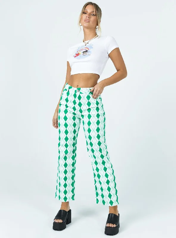 Argyle Straight Leg Print Pant