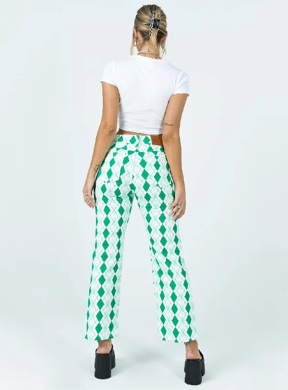 Argyle Straight Leg Print Pant