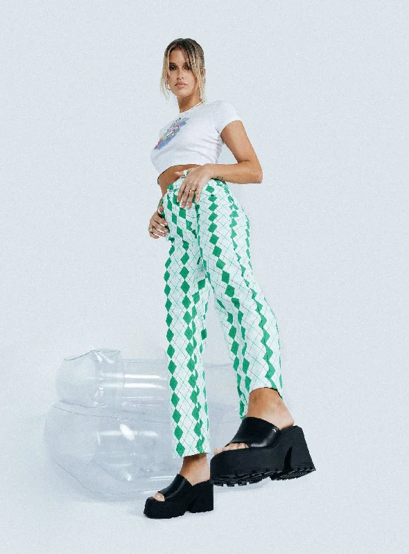 Argyle Straight Leg Print Pant