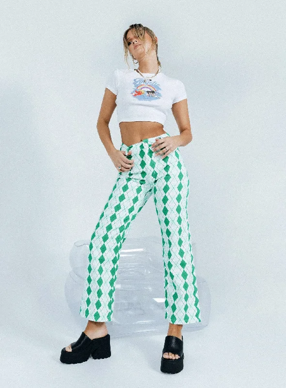 Argyle Straight Leg Print Pant