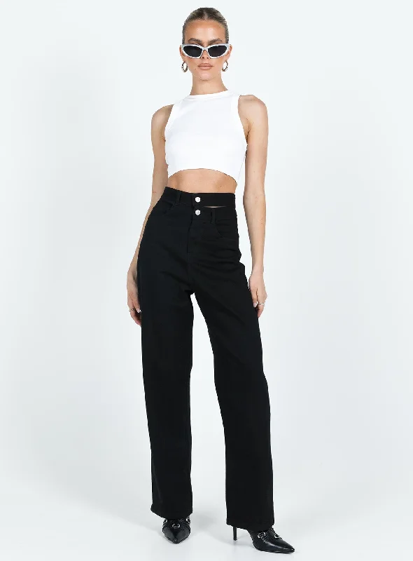 Bansley Double Waistband Jeans Black Denim