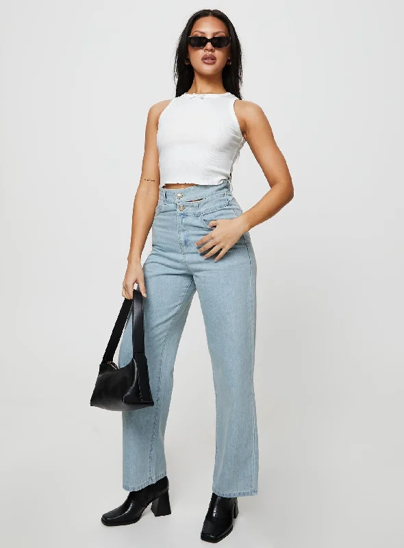 Bansley Double Waistband Jeans Light Denim