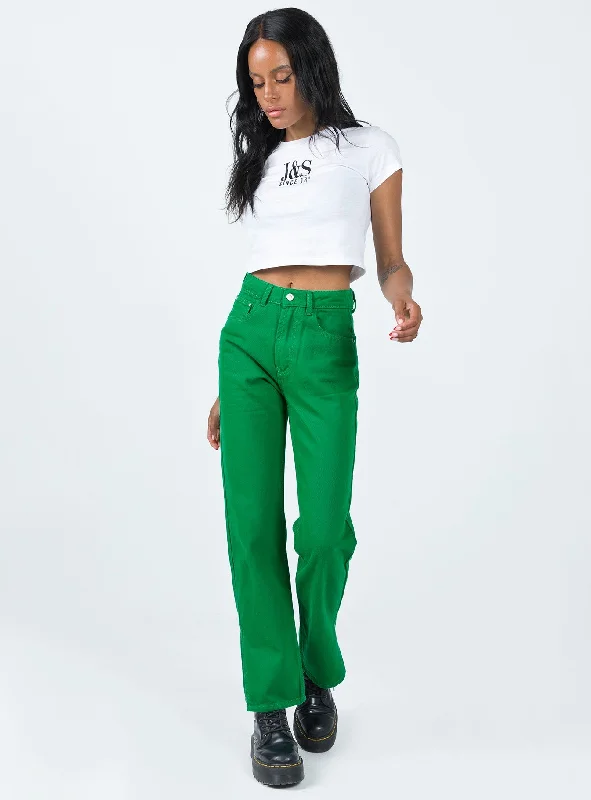 Barnie Split Hem Jeans Green