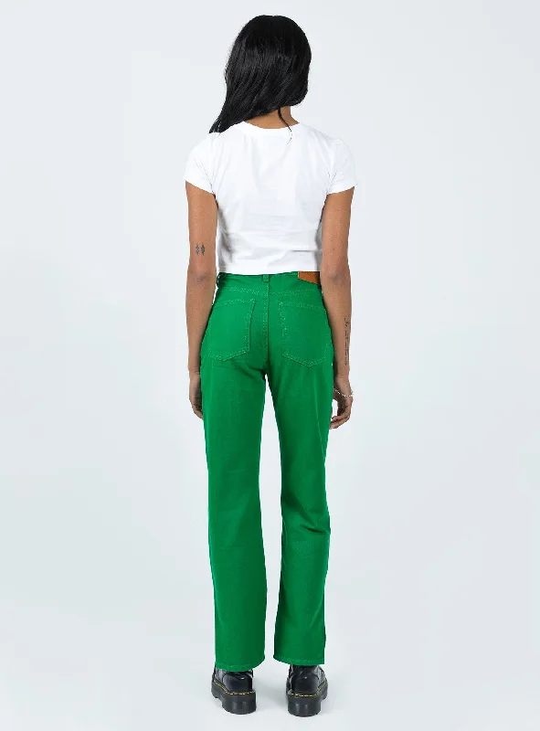 Barnie Split Hem Jeans Green