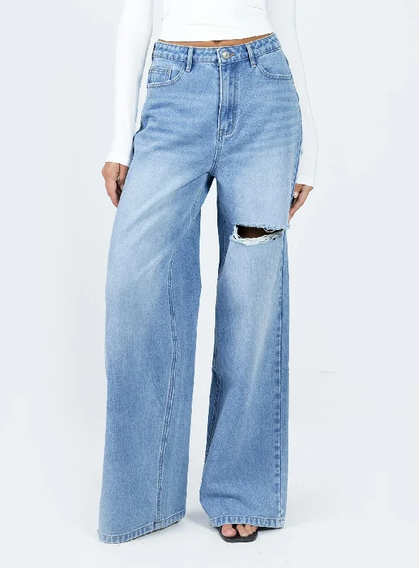 Beale Wide Leg Jeans Mid Wash Denim