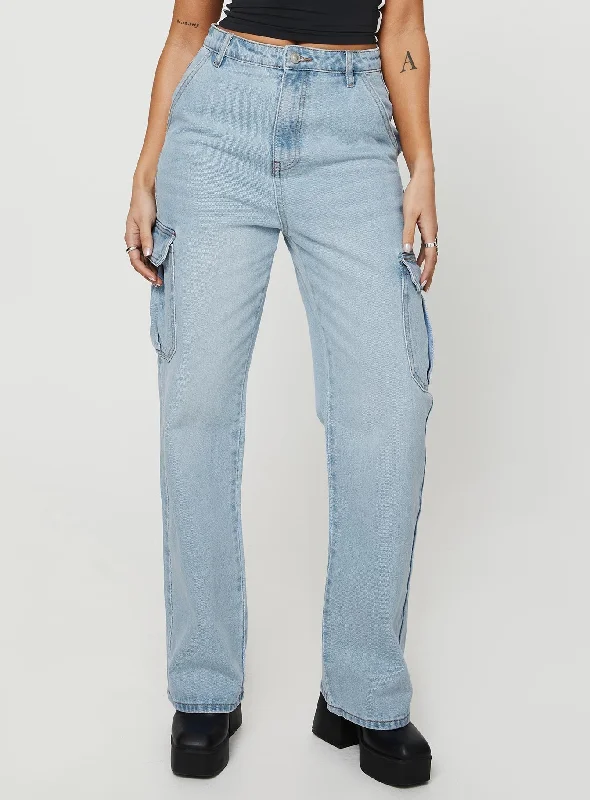 Belgrove Cargo Jeans Mid Wash Denim