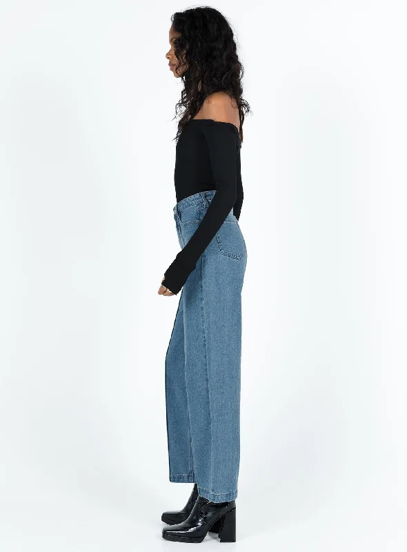 Booran Wide Leg Mid Wash Denim Jean