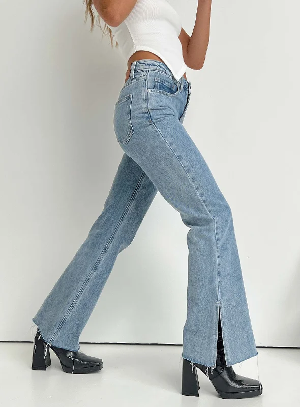 Camilu Split Hem Jeans Denim