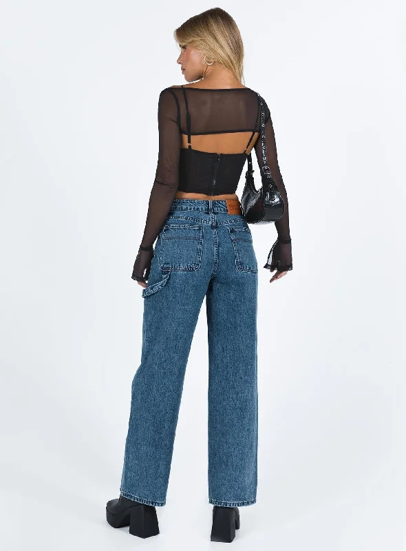 Dina Straight Leg Jeans Dark Wash Denim