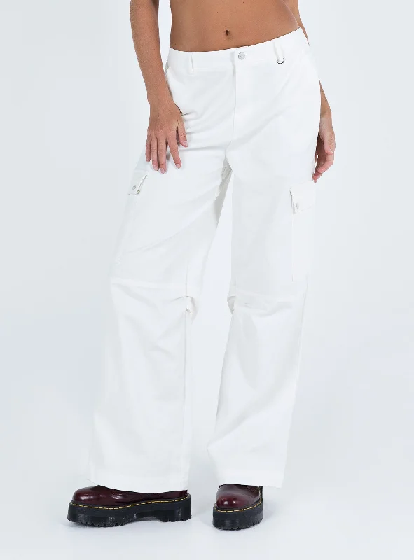 Fallout Mid Rise Cargo Pants White Tall