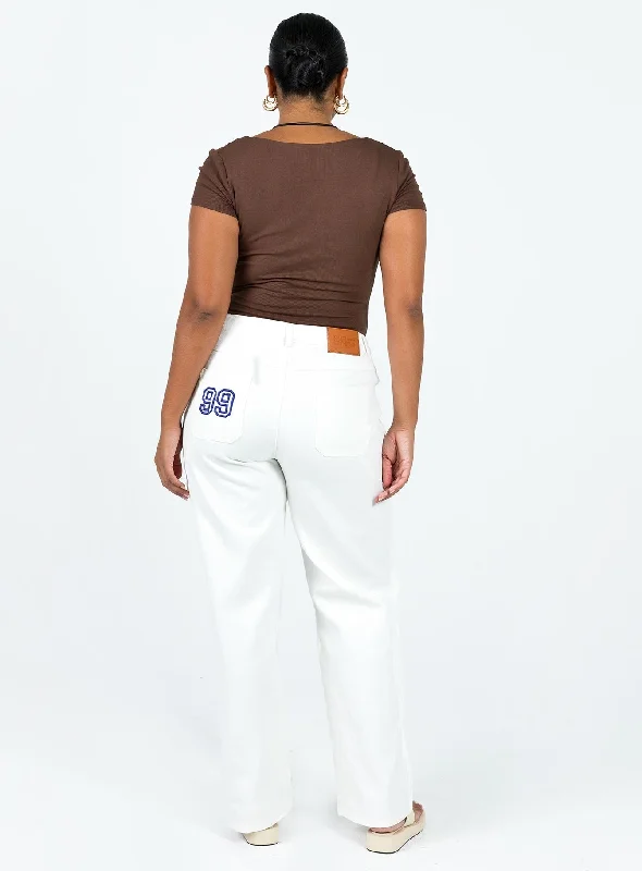 Garza Wide Leg Jeans White Denim