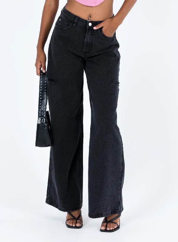 Hauge Wide Leg Jeans Washed Black