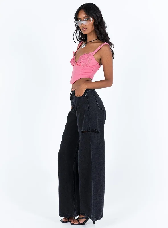 Hauge Wide Leg Jeans Washed Black