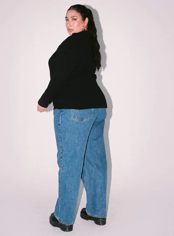 Holly Asymmetric Straight Leg Jean Denim Curve