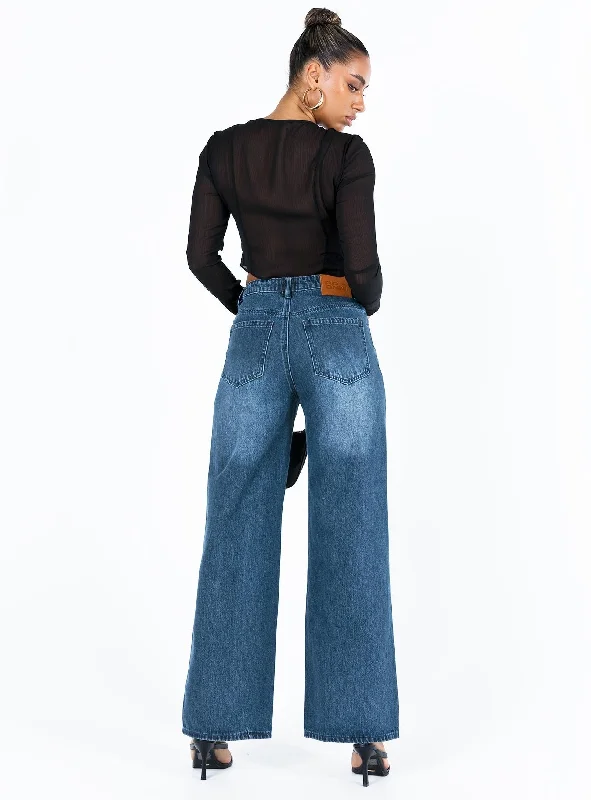 Karol V-waist Jeans Dark Wash Denim