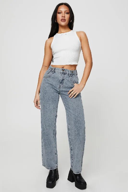 Krena Adjustable High Mid Rise Jeans Mid Wash