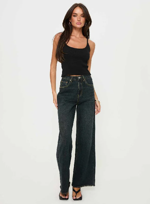 Morris Mid Rise Wide Leg Denim Jean Grunge Wash