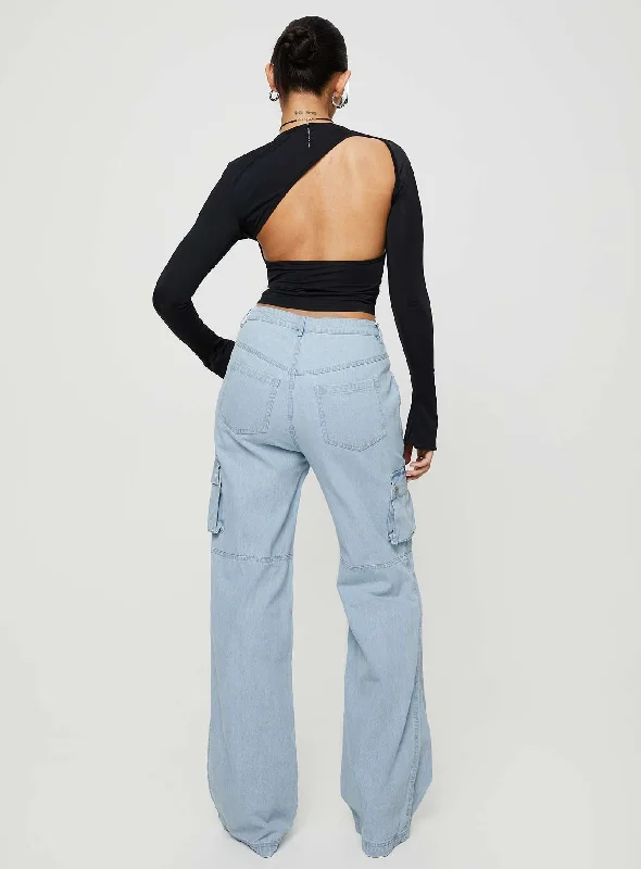 Paige Mid Rise Cargo Jean Light Wash