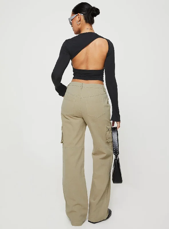 Paige Mid Rise Cargo Jean Sage