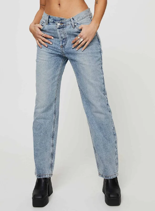 Holly Asymmetric Straight Leg Jean Light Wash Denim Lower Impact