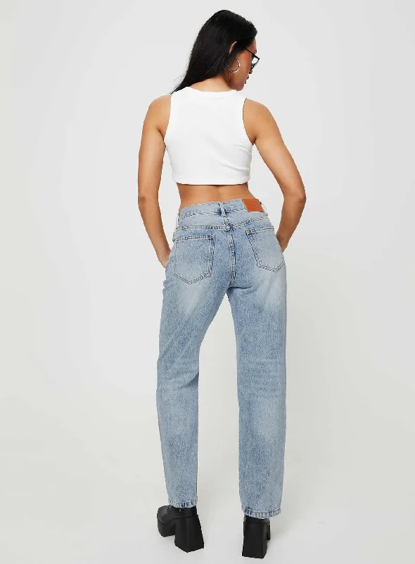 Holly Asymmetric Straight Leg Jean Light Wash Denim Lower Impact