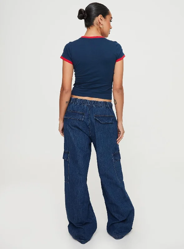 Stop & Stare Cargo Jeans Mid Wash