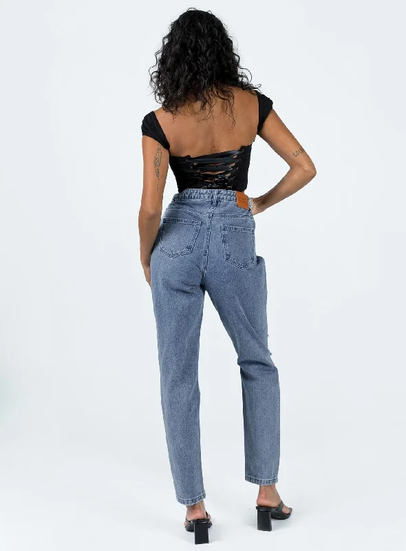 Unofficial High Waisted Mom Jean Light Wash Denim