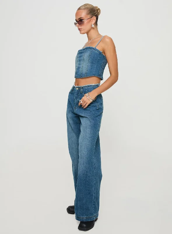 Vihaan Wide Leg Pants Blue Wash