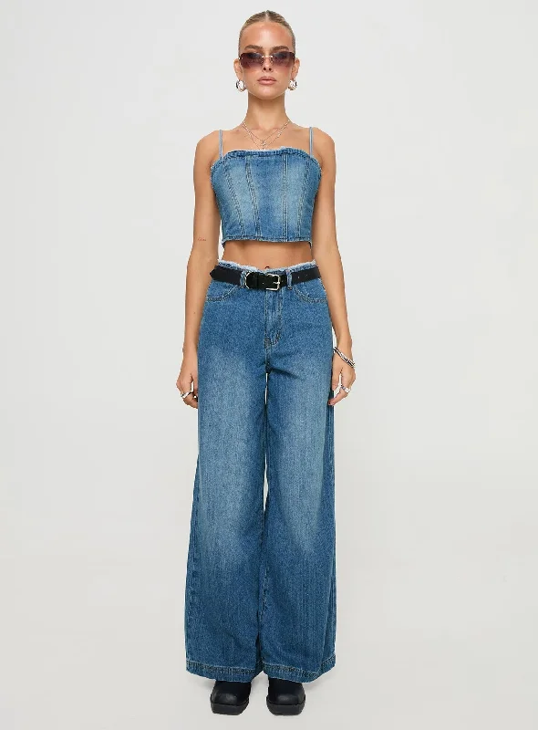 Vihaan Wide Leg Pants Blue Wash