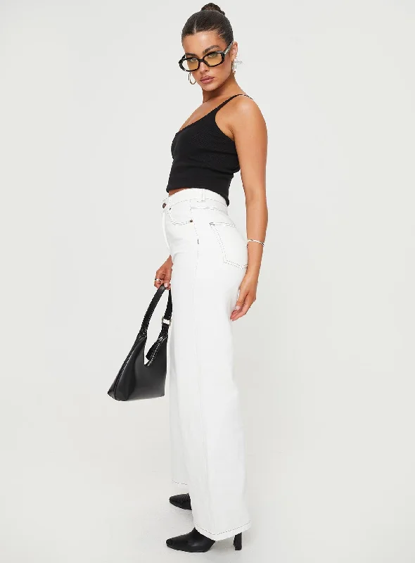 Zephee Wide Leg Jeans Cream