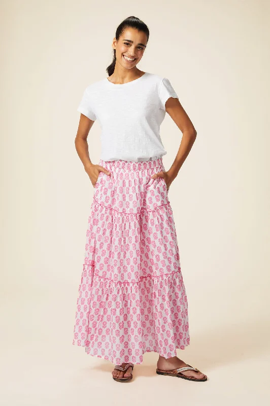 Bea Organic Cotton Skirt | White/Pink