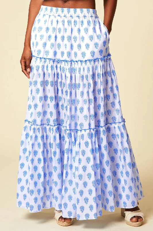 Bea Organic Cotton Skirt | Pineapple White/Blue