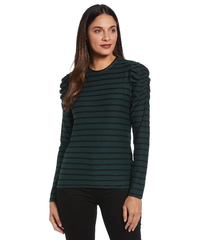 Petite Crew Neck Puff Sleeve Top