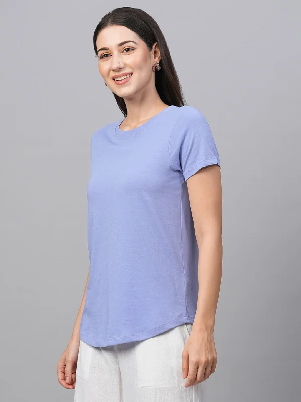 Women's Lavender Cotton Regular Fit Tshirt