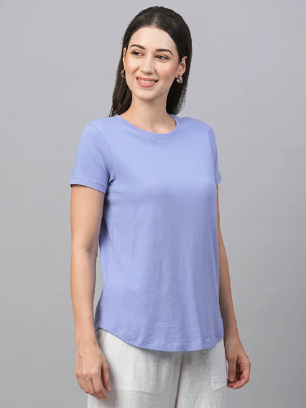 Women's Lavender Cotton Regular Fit Tshirt