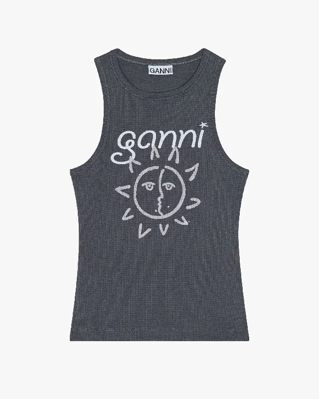 Graphic Rib Sun Tank Top