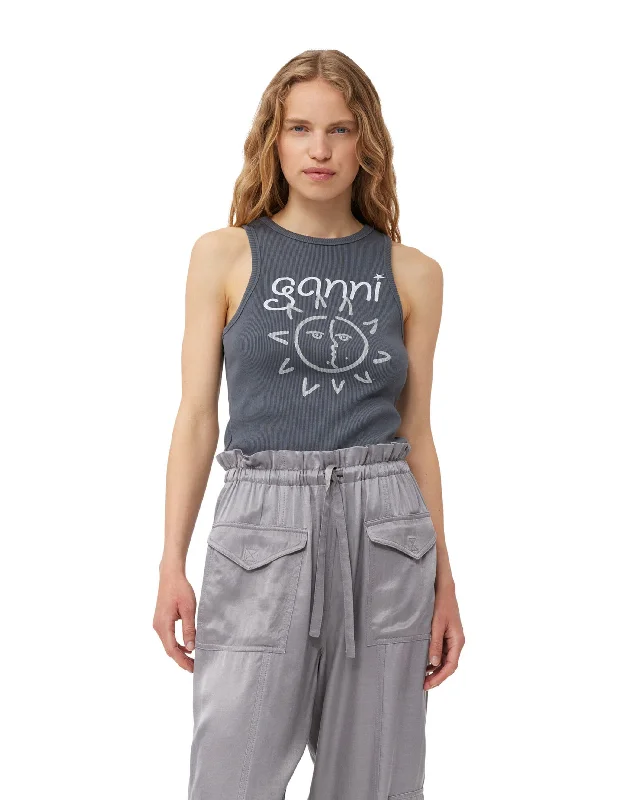 Graphic Rib Sun Tank Top