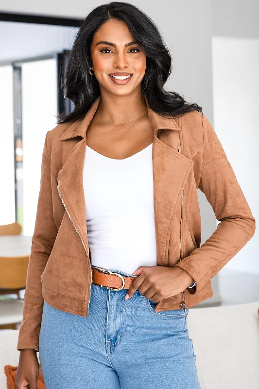 Emilia Moto Jacket Tan