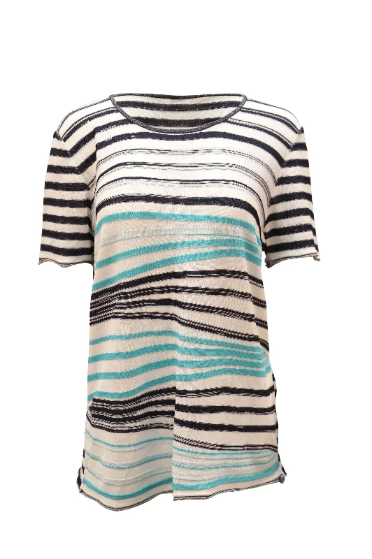 Armani Collezioni Knit Stripe T-Shirt in Multicolor Polyester