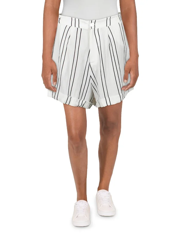 Besara Womens Striped Cuffed Casual Shorts