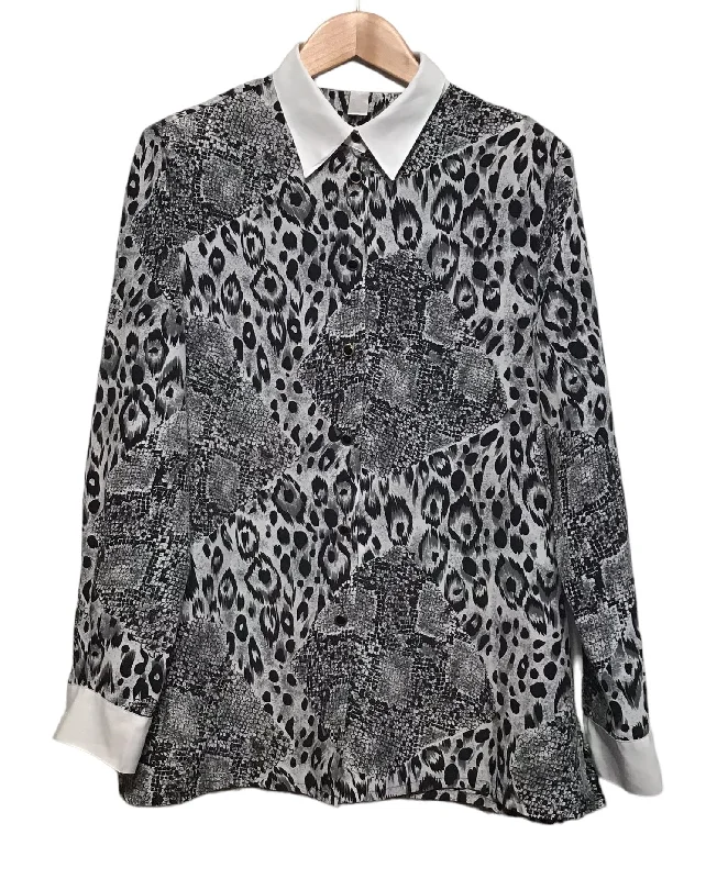 Black and White Printed Blouse (Size L)