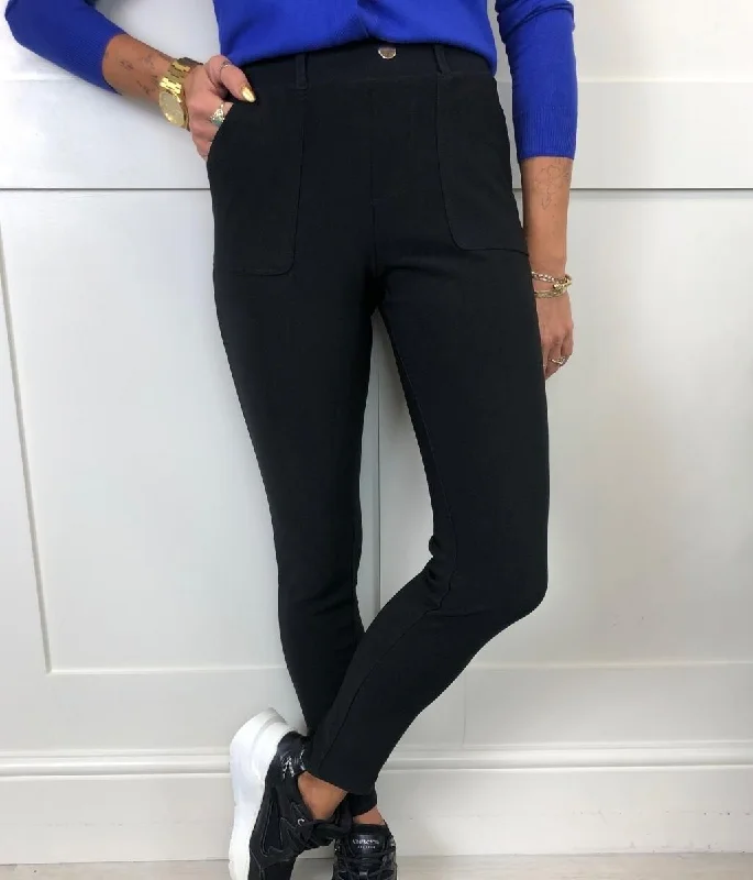 Black Ponte Stretch Trousers