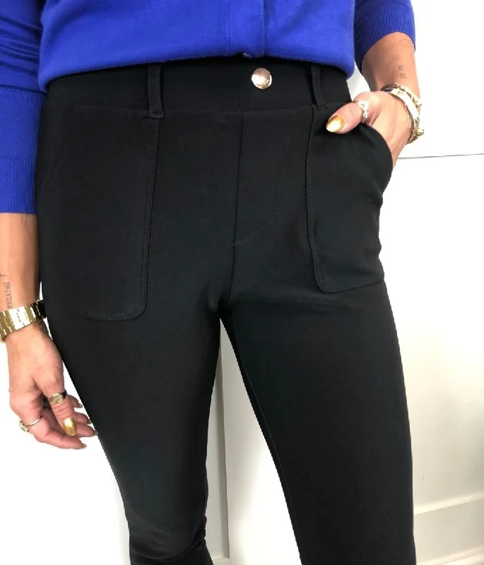 Black Ponte Stretch Trousers