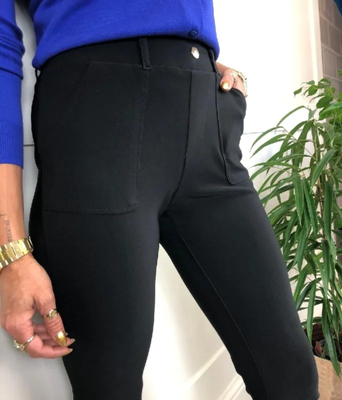 Black Ponte Stretch Trousers