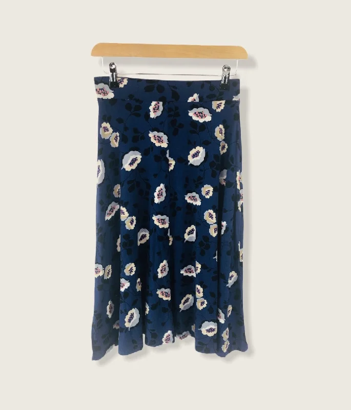 Blue Jersey Floral Midi Skirt 6